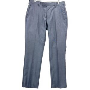 Louis Raphael Men's Pants Slim Fit Flat Front Blue Woven 34x30